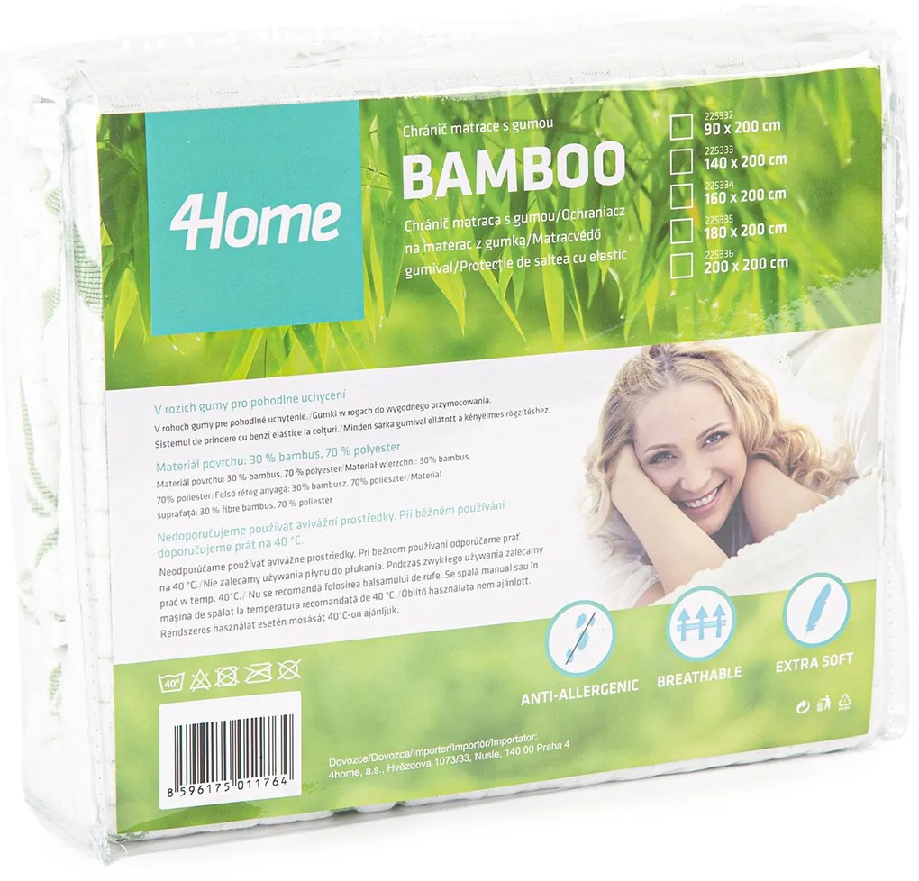 4Home Bamboo Ochraniacz  na materac z gumką, 90 x 200 cm, 90 x 200 cm