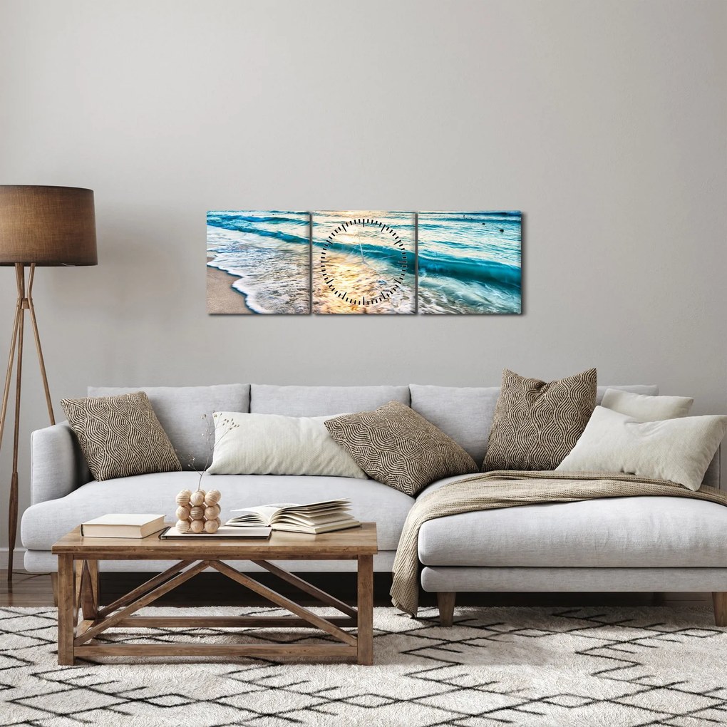 Obraz - Morze (z zegarem) (90x30 cm)