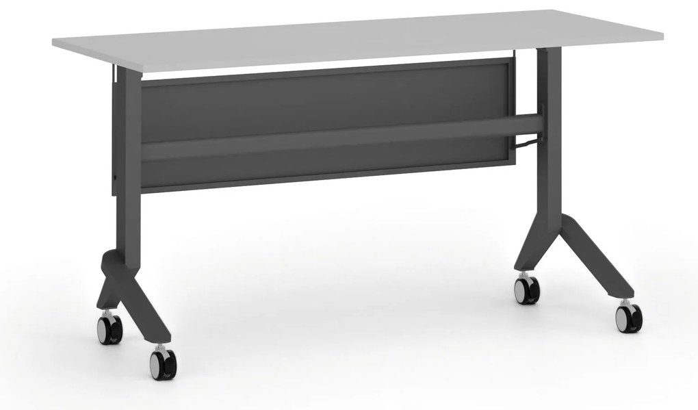 Mobilny stół PRIMO MOVE, 140x60 cm, czarna podstawa, szary