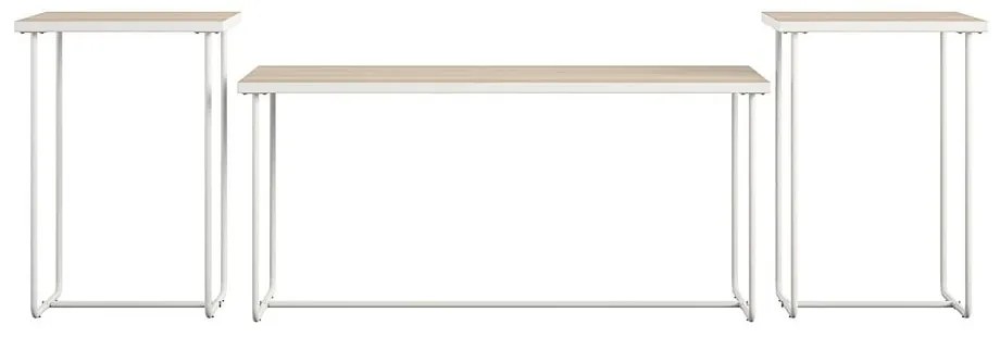 Białe/w naturalnym kolorze konsole zestaw 3 szt. z blatem w dekorze jesionu 50x100 cm Dante – Støraa