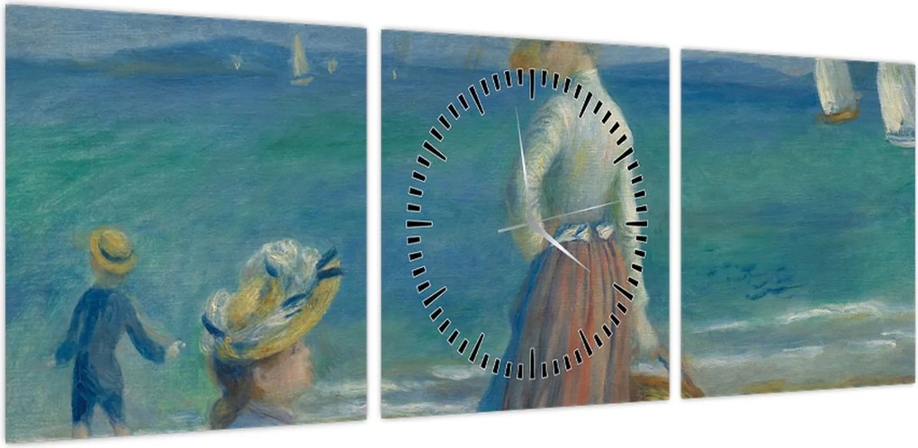 Obraz - Auguste Renoir, Figures on the Beach, reprodukcje (z zegarem) (90x30 cm)