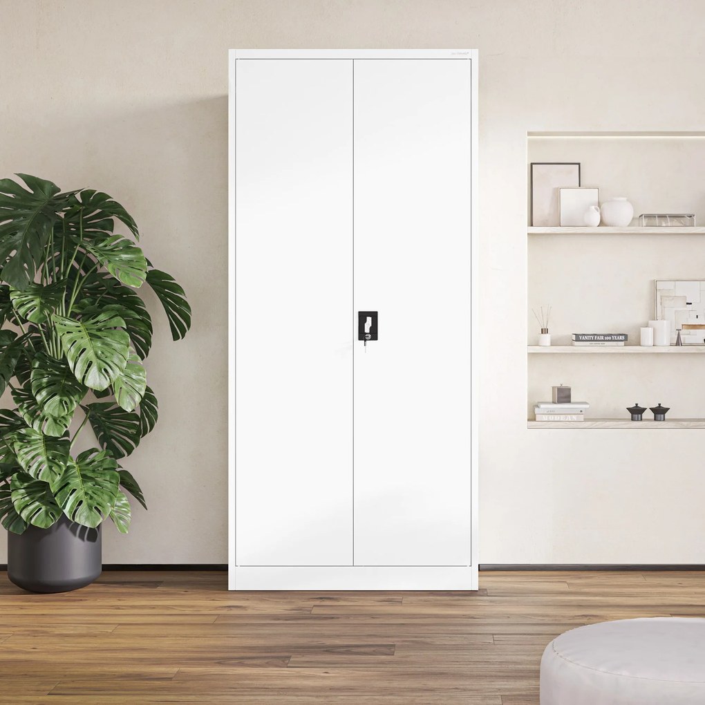 Szafa na dokumenty biurowa metalowa biała: JAN H, 900 x 1950 x 400 mm