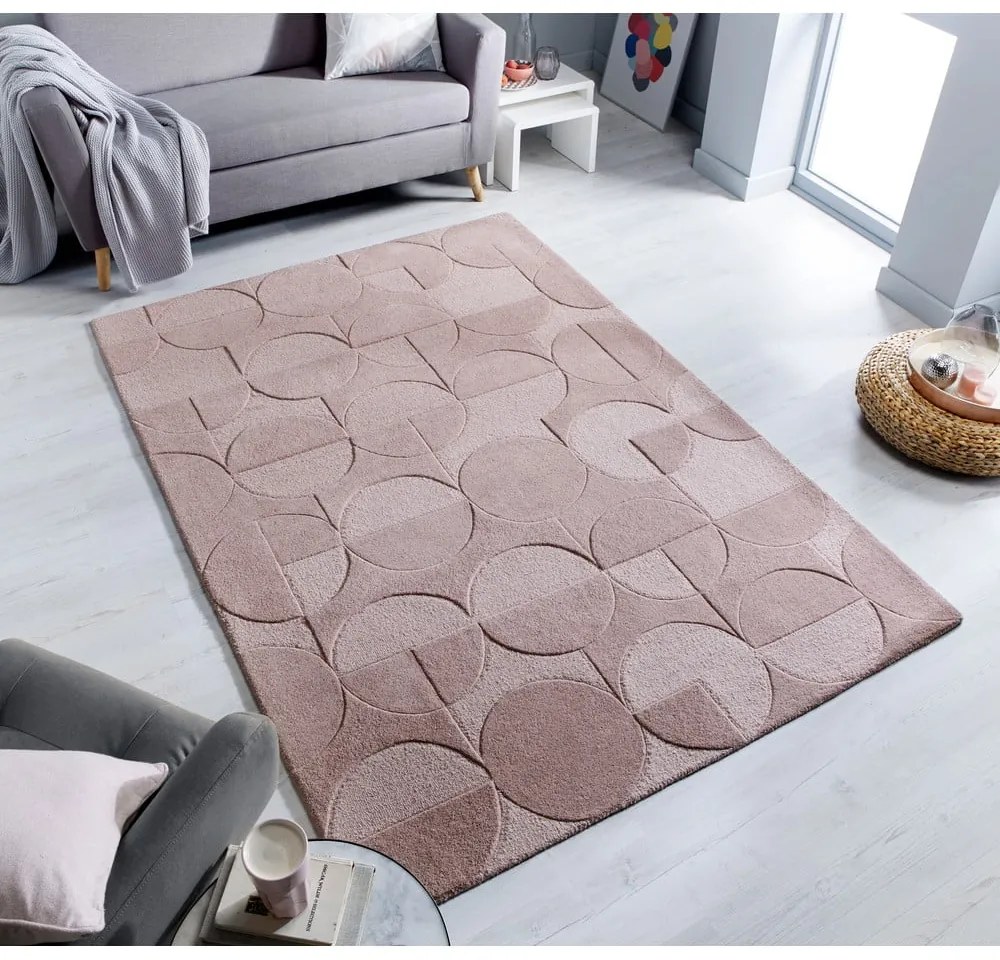 Różowy wełniany dywan Flair Rugs Gigi, 120x170 cm