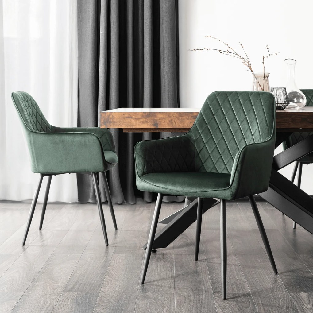 Krzesło Tapicerowane do Jadalni BRESSO Zielone Welurowe Nowoczesne Loft