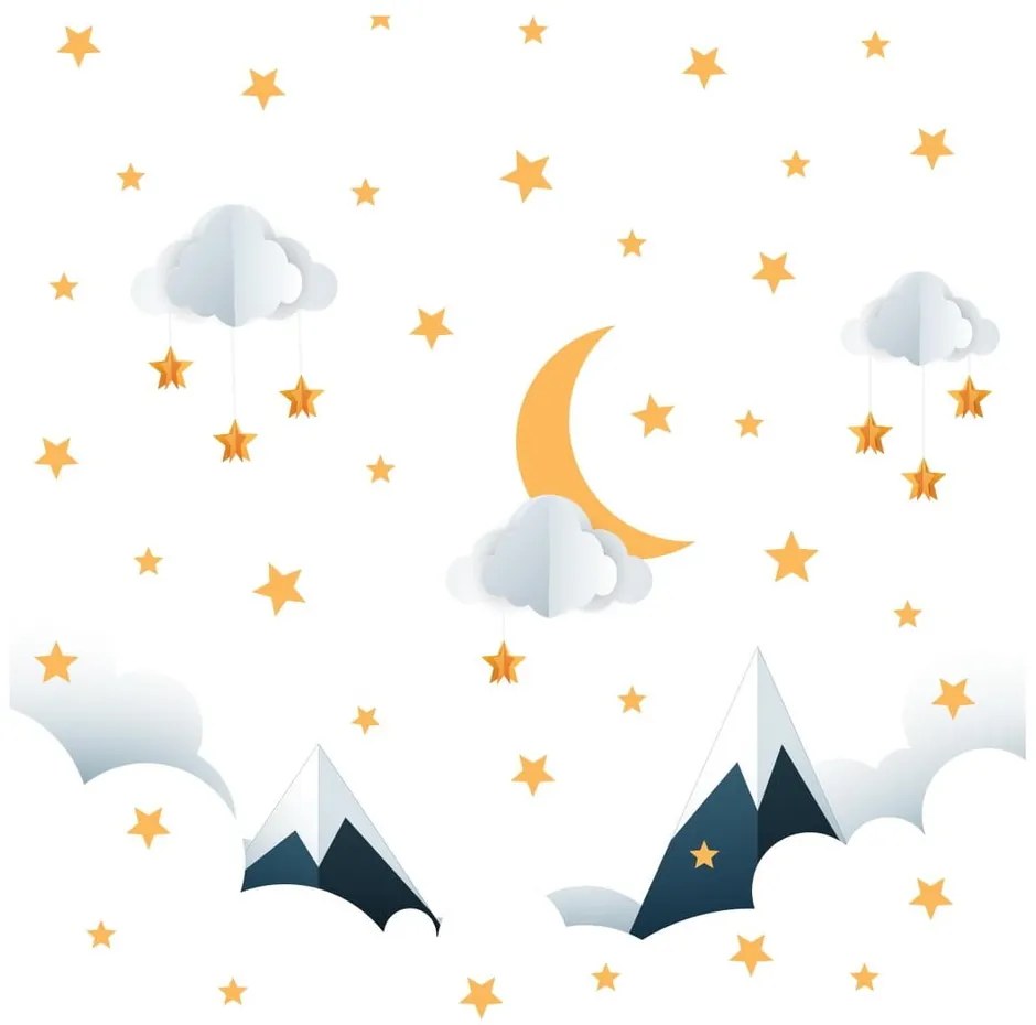 Naklejka dziecięca na ścianę 90x60 cm Mountains in Stars and Clouds – Ambiance
