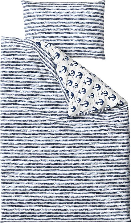 PrzytulneMieszkanie.pl PrzytulneMieszkanie.pl Bawełniana pościel NAVYSTA POLY niebiesko-biała Rozmiar pościeli: 2 szt 70 x 90 cm | 200 x 220 cm