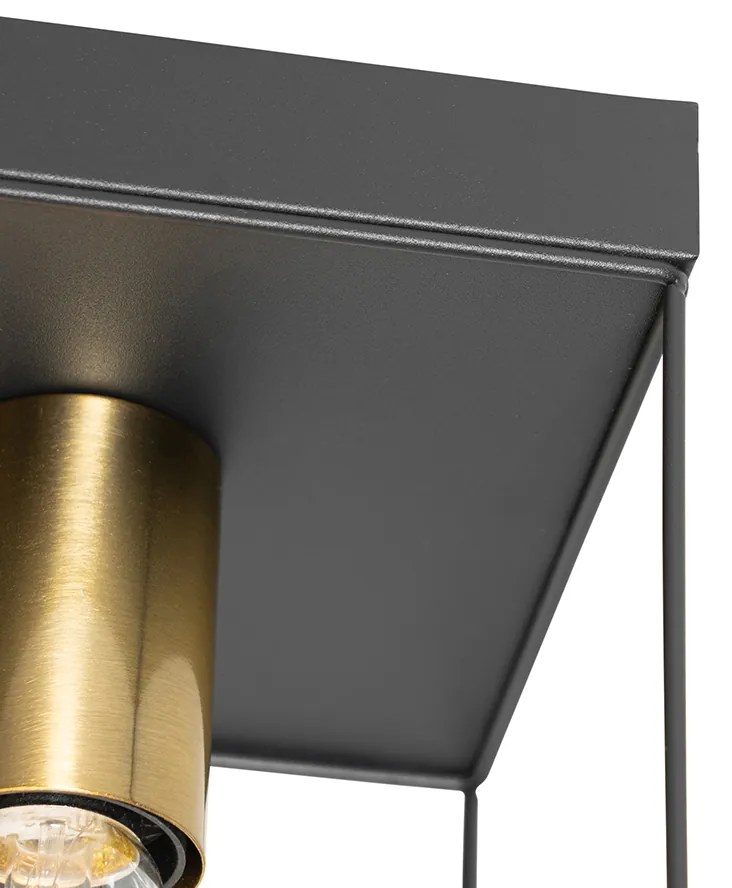 Minimalistyczna lampa sufitowa czarna ze złotem 2-światła - Kodi Nowoczesny Oswietlenie wewnetrzne