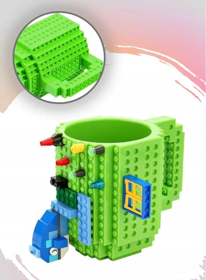 KUBEK KLOCKOWY DUŻY 350ML + KLOCKOWY CYFROWY ZEGAREK DLA DZIECKA REGULOWANY