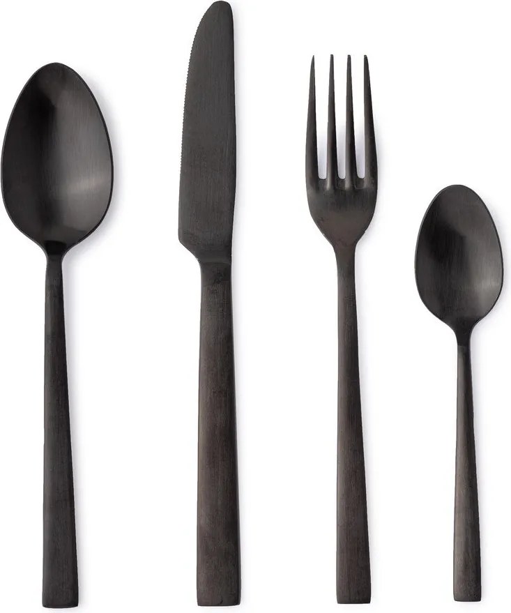Czarne sztućce 16 szt. ze stali nierdzewnej dla 4 osób Hestia – Bizzotto