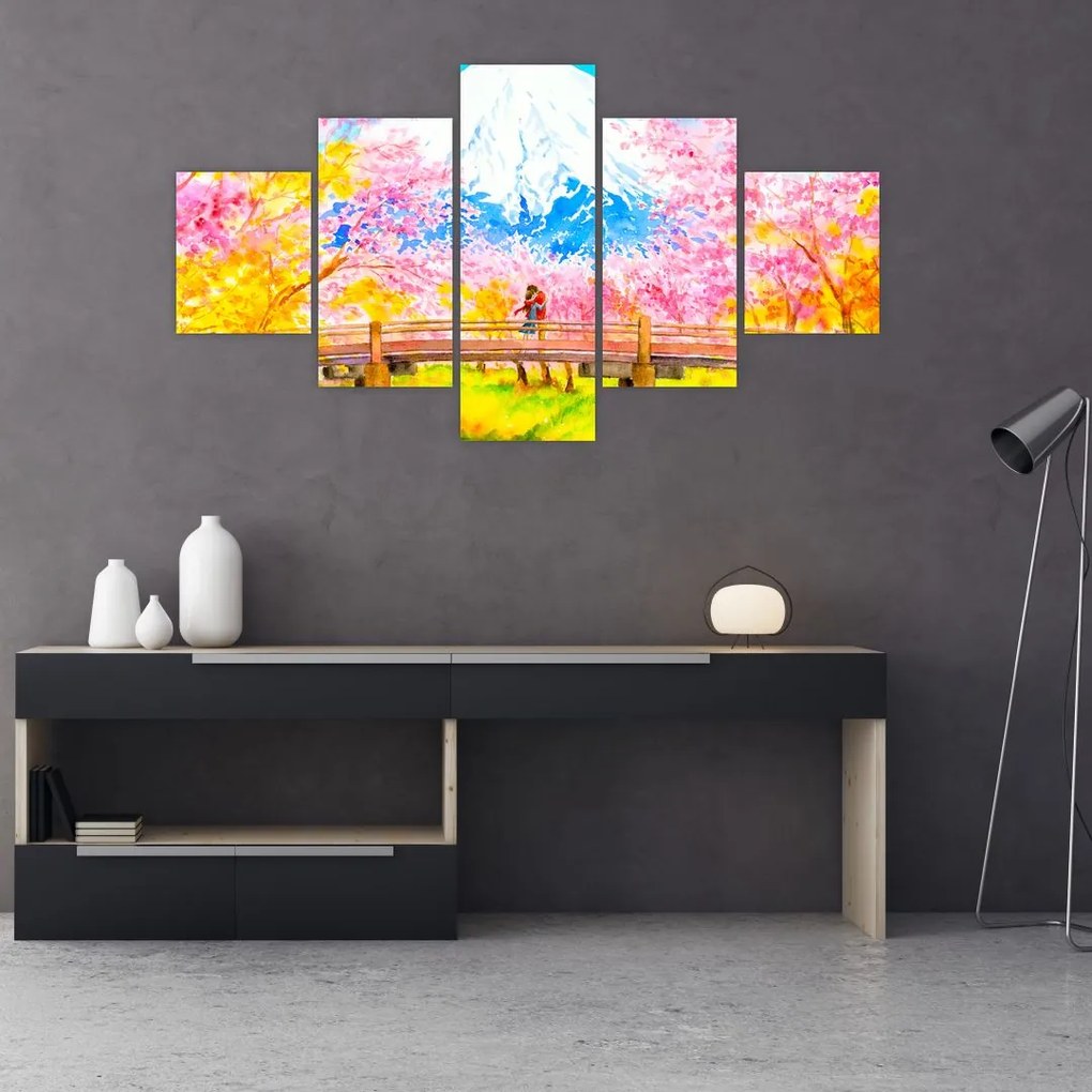 Obraz - Malowana para, akwarela (125x70 cm)