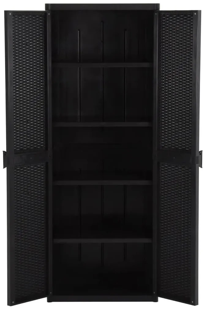 Czarna szafa ogrodowa rattan L8-B68