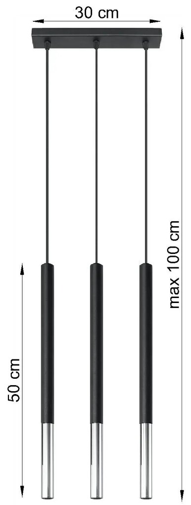 Czarna chromowana potrójna lampa wisząca - EX720 W8-H20