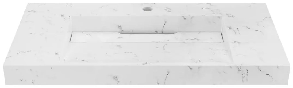 Umywalka wisząca solid surface biała - szer. 90,2 x gł. 45,2 x wys. 8 cm - TAKOTNA
