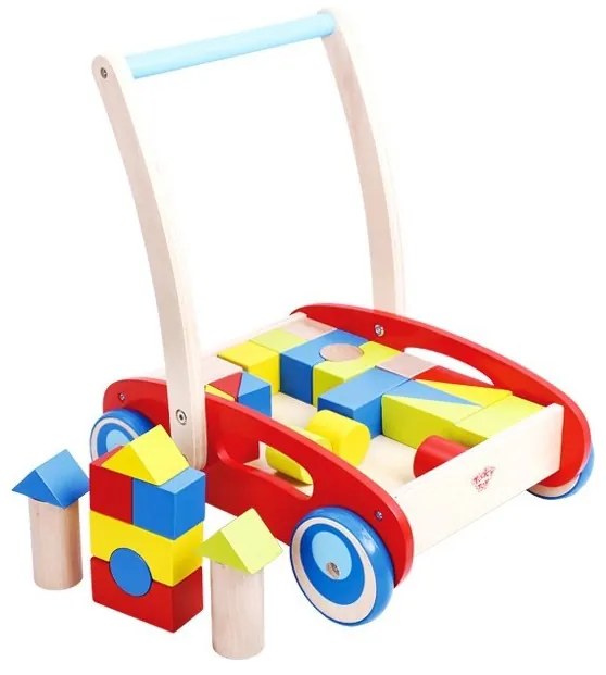 Tooky toy drewniany chodzik pchacz dla dzieci + klocki 23 el.
