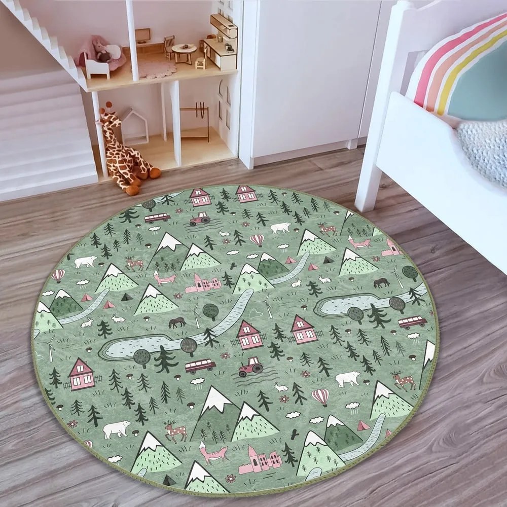 Zielony dywan dziecięcy ø 100 cm Comfort – Mila Home