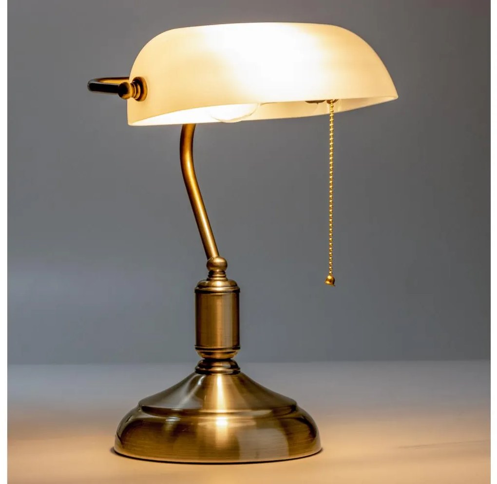 Brilagi - Lampa biurkowa BANK OFFICE 1xE27/60W/230V mosiądz/biała