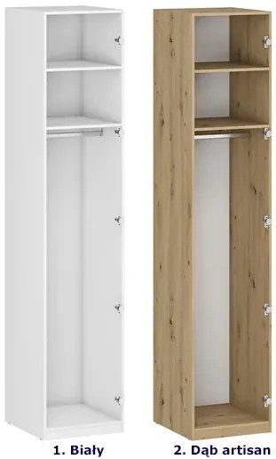 Korpus szafy z dwiema półkami i drążkiem 50 cm dąb artisan A0-R68