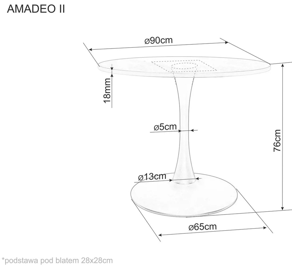 Okrągły stół jadalniany AMADEO II 90x90 cm, dekor dąb