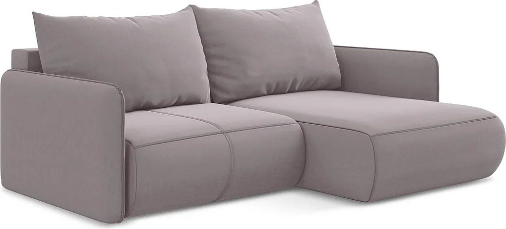 Narożnik prawostronny z funkcją spania - z tkaniny welwetowej - lawendowy - NANEA