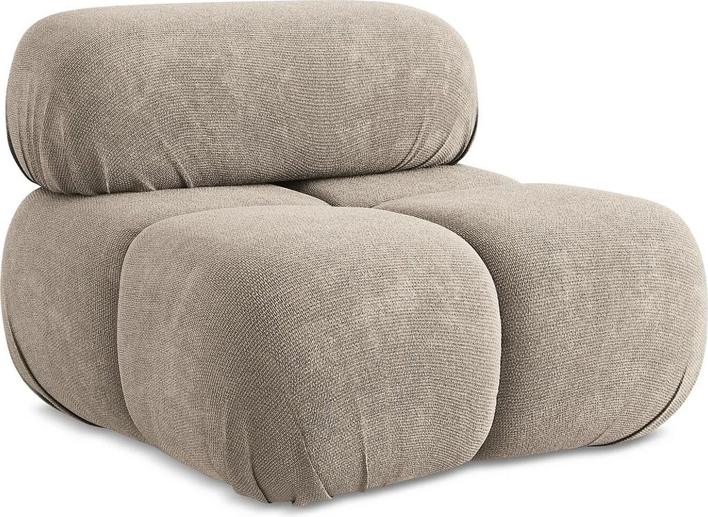 Fotel - z tkaniny szenilowej - ciemny beż - LOKUA