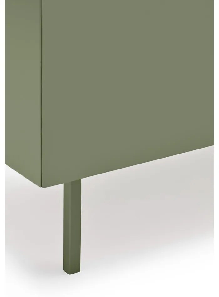 Zielono-naturalna niska komoda w dekorze dębu 165x78 cm Arista – Teulat