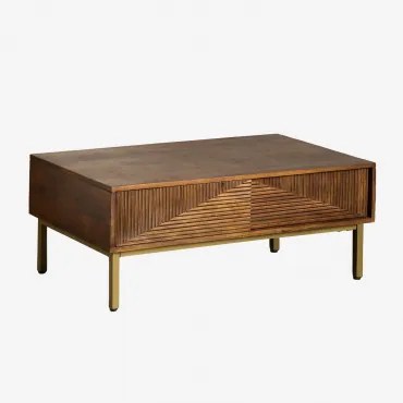 Stolik Kawowy Prostokątny 100x60 Cm Z Drewna Mango Baty Drewno Mango - Sklum