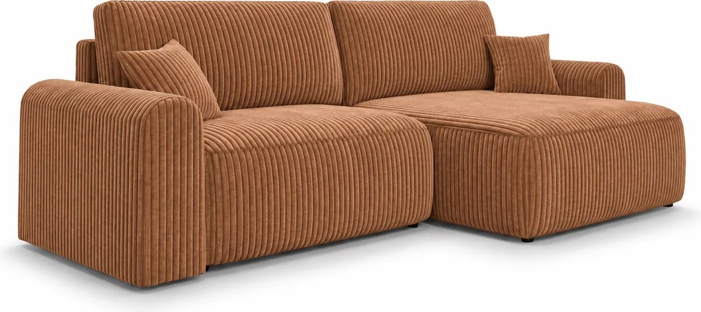 Rozkładana dwustronna sofa w kształcie L NORDEN TILIA 250x140 cm, terakotowa