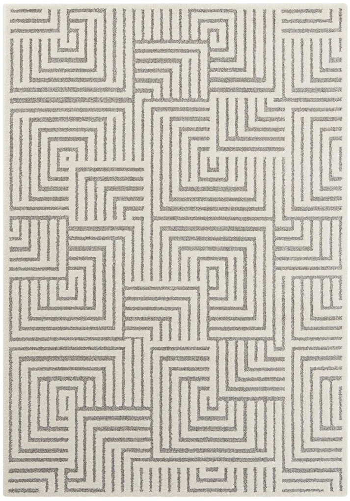 Dywan nowoczesny New York Geometria 3D kremowo-szary 80 cm x 150 cm