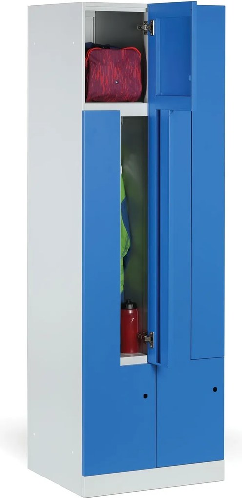 Szafka ubraniowa S1 Z, 4-drzwiowa, 1850 x 600 x 500 mm, zamek obrotowy, drzwi ciemnoszare