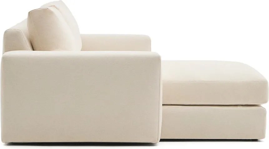 Beżowy narożnik z tkaniny szenilowej (lewostronny/z szezlongiem) Alea – Kave Home