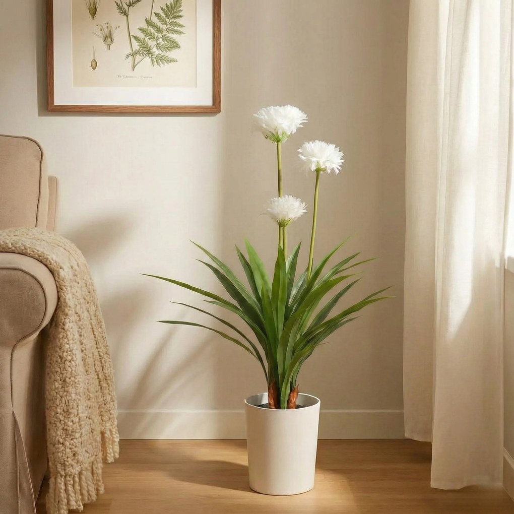 Duży sztuczny kwiat w doniczce Agapant, 70 x 120 cm