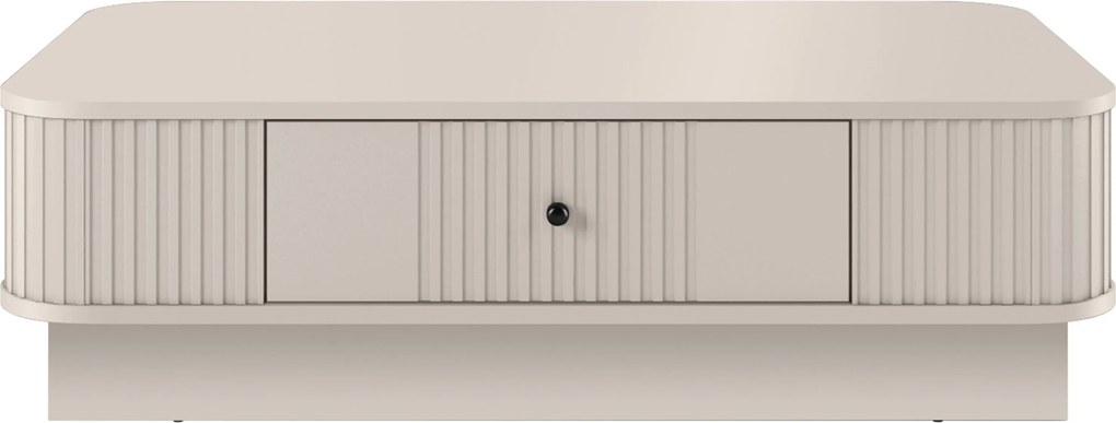 Stolik kawowy Vesper 103x60 cm z szufladą na cokole - kaszmir / czarny uchwyt