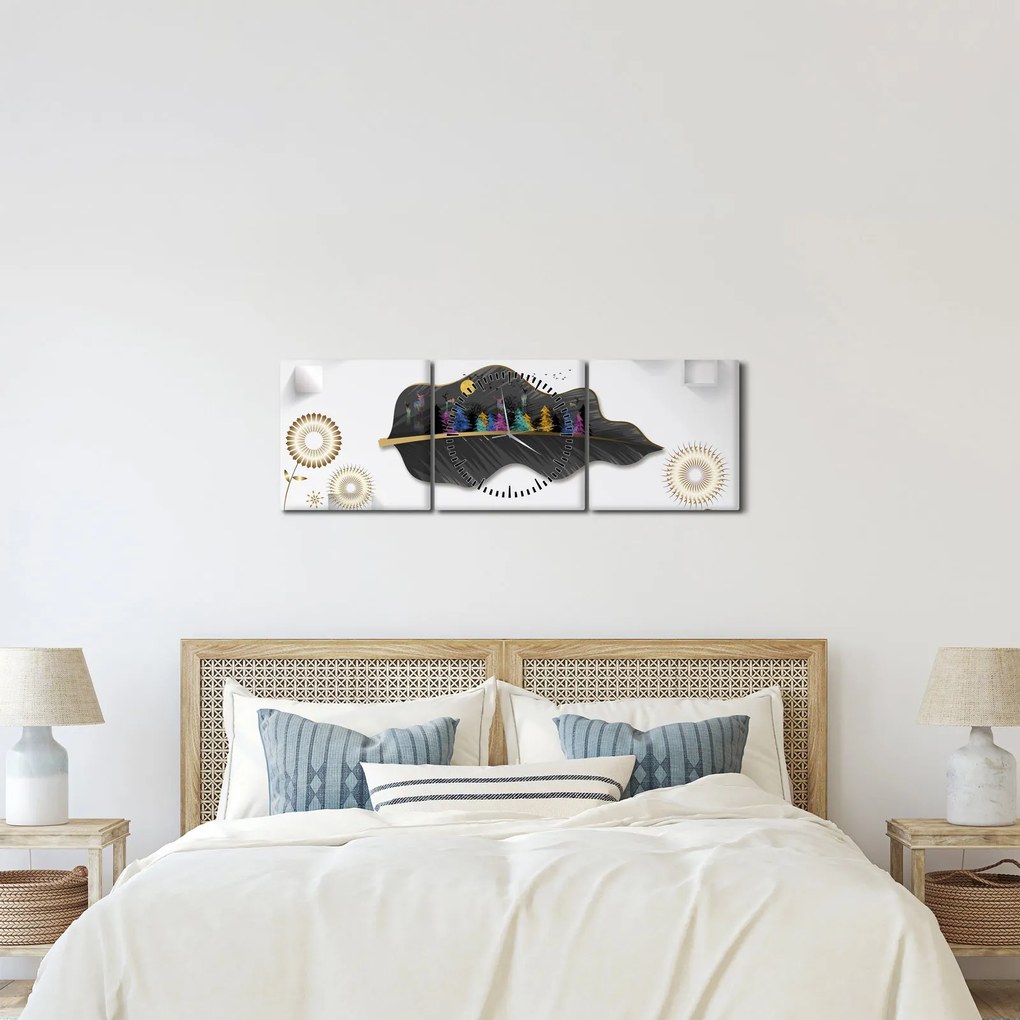 Obraz abstrakcji (z zegarem) (90x30 cm)