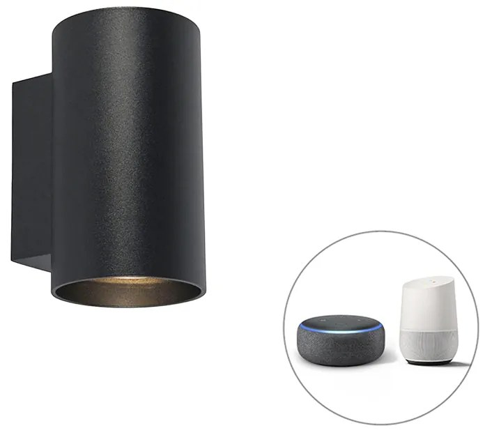 Inteligentna designerska lampa ścienna czarna z 2 lampami GU10 WiFi - SandyDesignerski Oswietlenie wewnetrzne