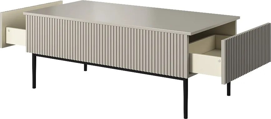 Stolik kawowy Nicole 120 cm z szufladami - kaszmir / czarne nóżki