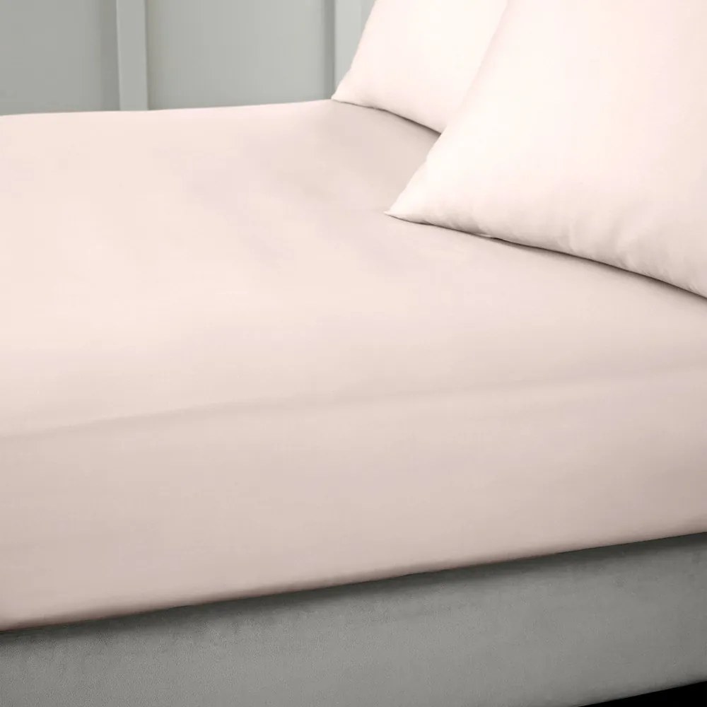 Różowe prześcieradło z satyny bawełnianej z gumką 150x200 cm Cotton Sateen – Bianca