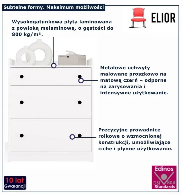 Biała komoda z 3 szufladami D5-B56