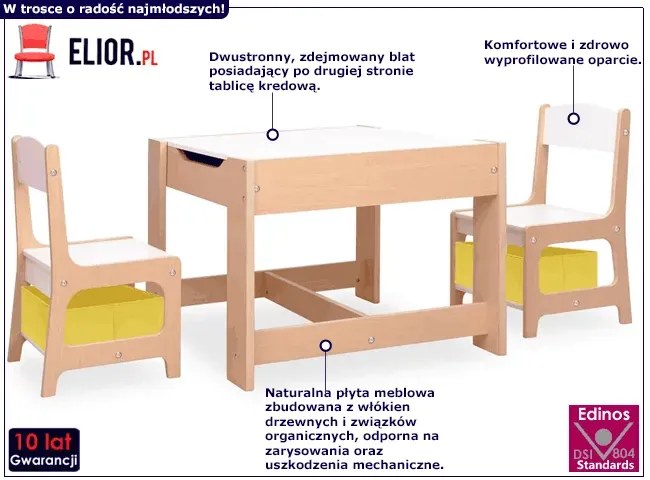 Biały wielofunkcyjny stolik dziecięcy z krzesłami F0-S52