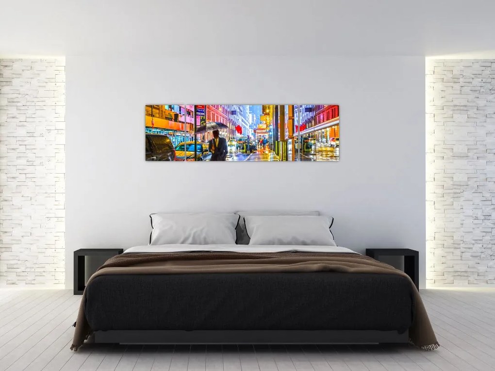 Obraz - Miasto w neonowym blasku (170x50 cm)