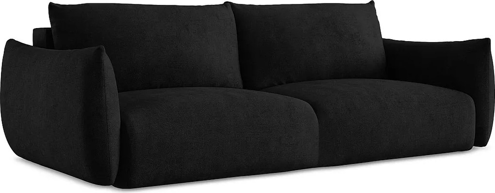 Kanapa 3-osobowa z funkcją spania - z tkaniny szenilowej - czarny - LEILA