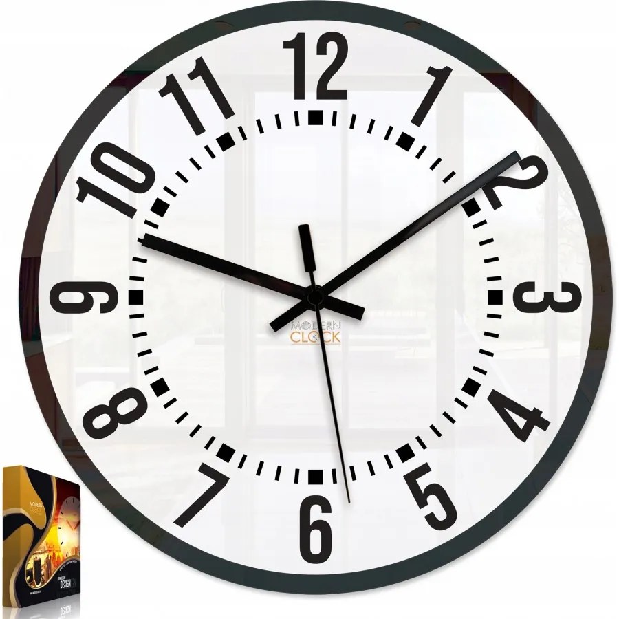 Zegar ścienny okrągły cichy klasyczny akrylowy na ścianę duże cyfry biały