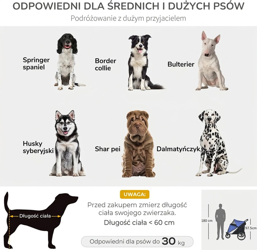 Outsunny wózek dla psa składany wygodny transporter dla zwierząt z otwieranym dachem poduszka niebieski czarny | Aosom PL