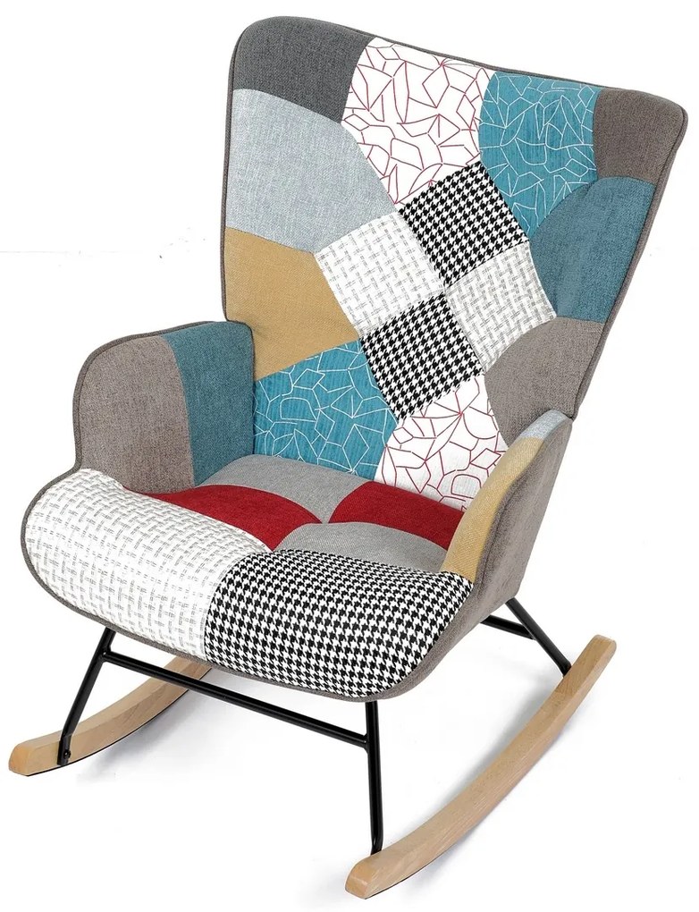 Fotel bujany PW2, patchwork