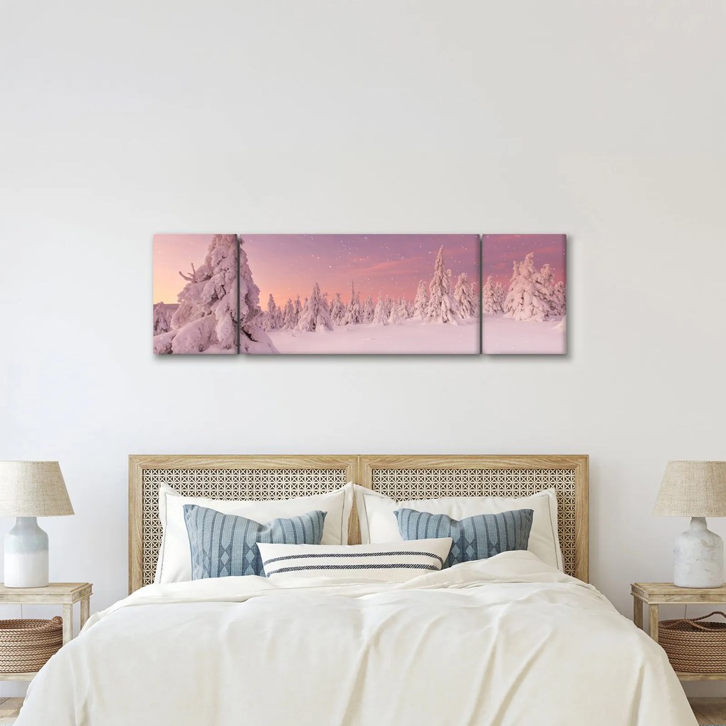 Obraz - Drzewa pod warstwą śniegu (170x50 cm)