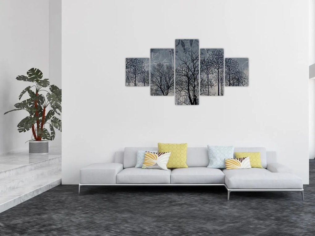 Obraz - Sylwetki drzew z liśćmi (125x70 cm)