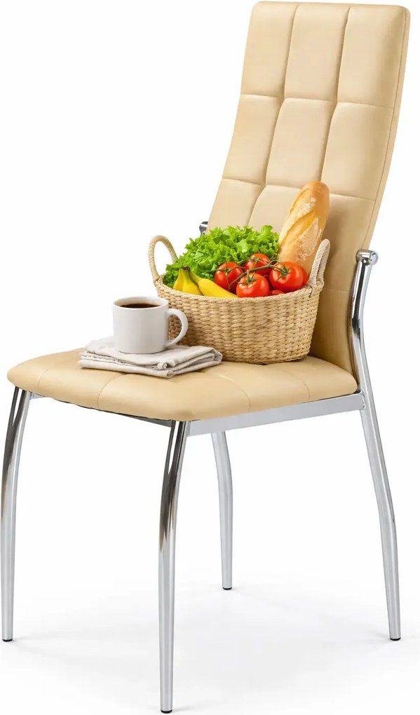 Beżowe Krzesło Pikowane Nowoczesne T4-P10