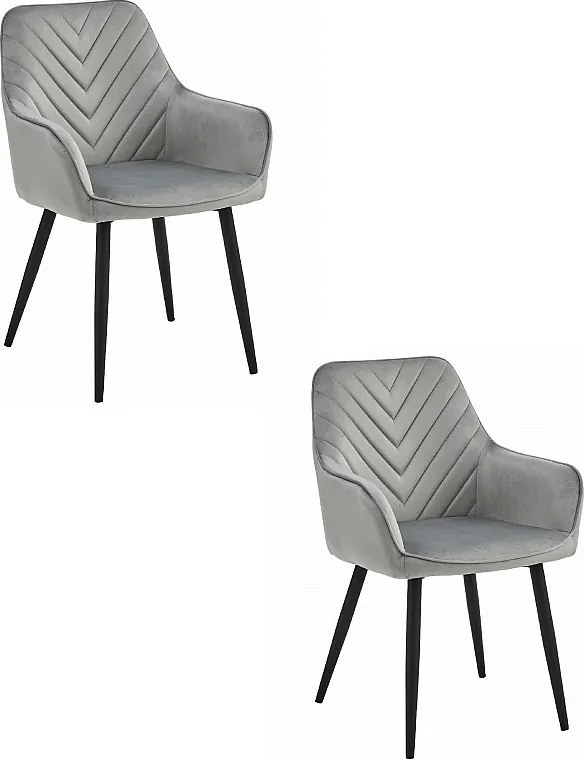 Krzesła do jadalni Valora WAAV – srebrno-szary aksamit z czarnymi nogami x 2