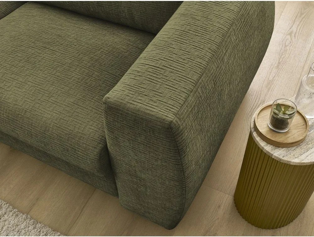 Zielona rozkładana sofa do spania z tkaniny szenilowej 240 cm Hugo – Bobochic Paris