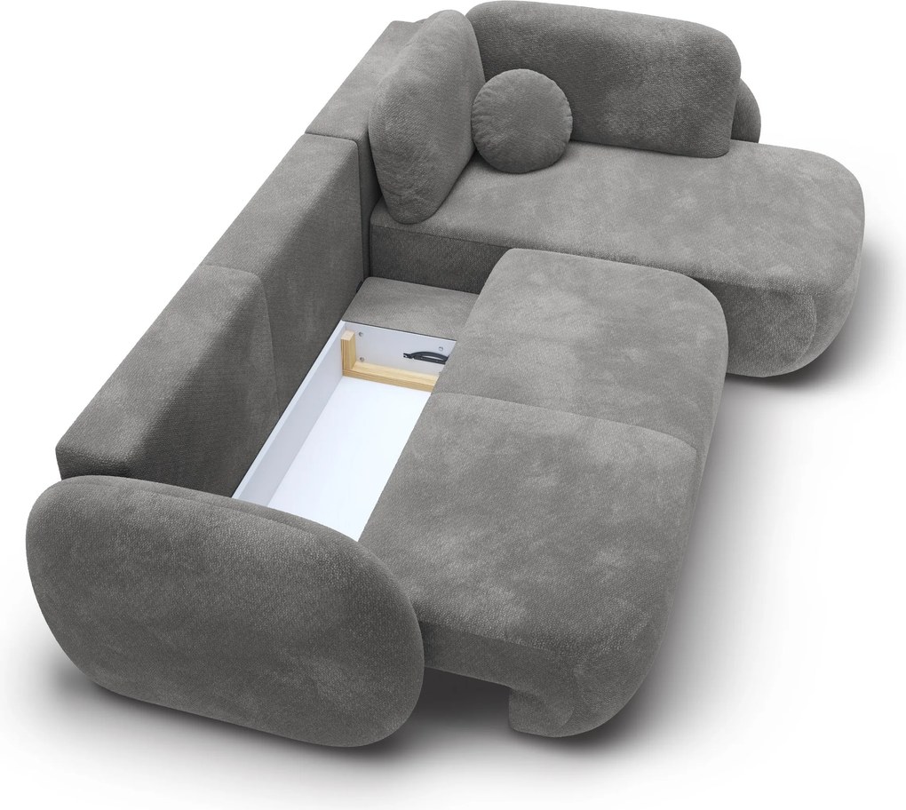 Masseno Narożnik AMICO z funkcją spania i pojemnikiem na pościel Narozniki L, Rozkładana sofa - Szary, EGON 13