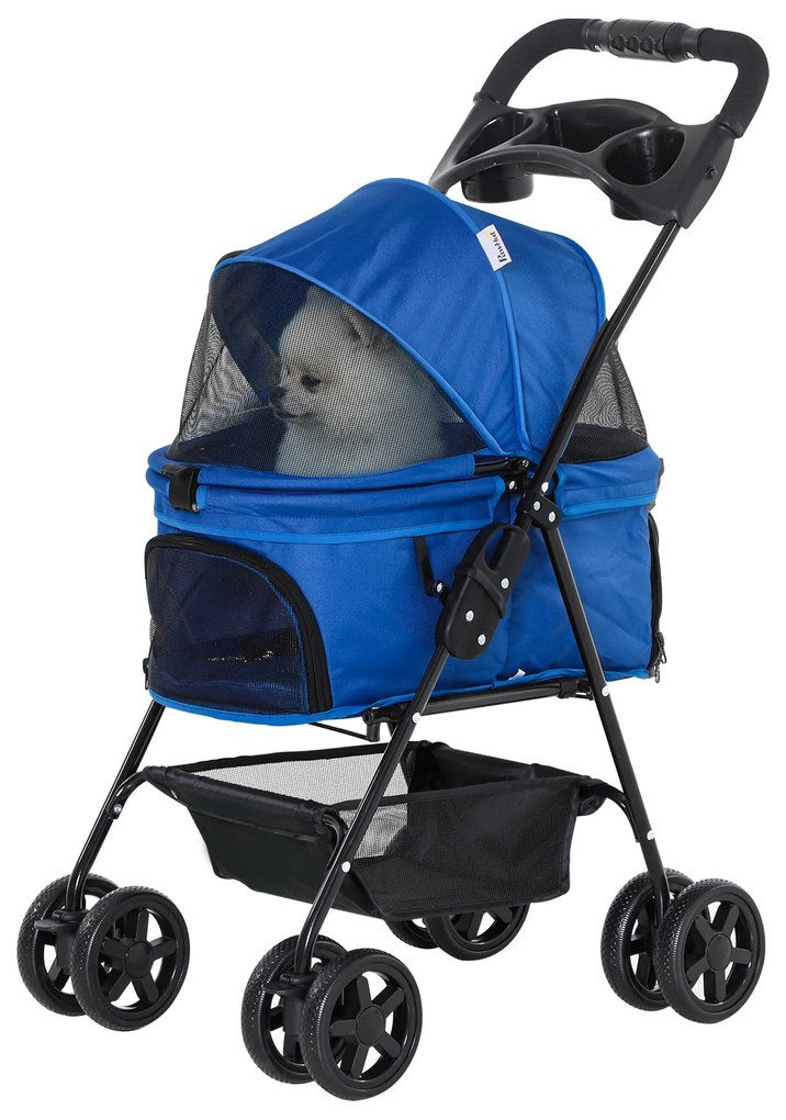 Outsunny Wózek dla Psa Kota Składany Niebieski Oxford do 15kg | Aosom PL